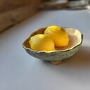 Ceramiczna miseczka na 3 nóżkach - turkusowo-beżowa, handmade
