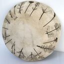 Roślinna miseczka ceramiczna z turkusowym szkliwem