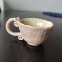 Ręcznie robiona filiżanka ceramiczna z talerzykiem - prezent dla kobiet