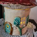 Domek ceramiczny - lampion z jasnej gliny, błyszczące szkliwa (21 x 16 cm)
