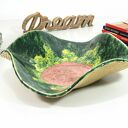 Ceramiczna misa dekoracyjna Kwiat - ręcznie malowana, na owoce i drobiazgi