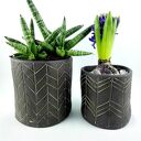 Komplet 3 matowych doniczek ceramicznych z czarnej gliny - handmade