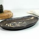 Ceramiczny komplet do serwowania sushi, dań i przekąsek - 3 misy z motywem liści + stojaki