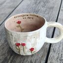 Kubek ceramiczny z kwiatami handmade 350 ml