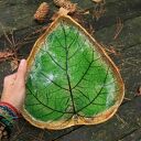 Liść Katalpy - jesienna patera ceramiczna z odciskiem liścia