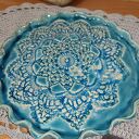 Turkusowa patera ceramiczna na ciasteczka - prezent dla babci