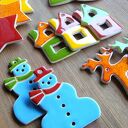 Kolorowe ceramiczne zawieszki świąteczne - zestaw 12 ozdób choinkowych