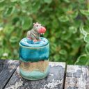 Ręcznie wykonana cukiernica ceramiczna z hipopotamem