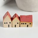 Ręcznie robione ceramiczne domki - zestaw 3 dekoracji