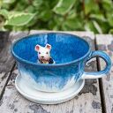 Ceramiczna filiżanka z figurką buldożka francuskiego - 350 ml