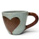 Ręcznie robiony ceramiczny kubek 250 ml w odcieniach błękitu i miedzi