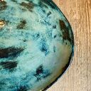 Patera ceramiczna handmade z czarnej gliny - granatowy połysk i 27 cm średnicy