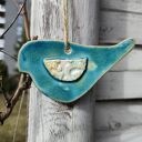 Ptaszek ceramiczny - ręcznie robiona zawieszka na balkon i do ogrodu