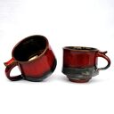 Komplet 2 ręcznie robionych ceramicznych kubków Wygrzane