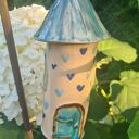 Ceramiczny dzwoneczek domek - rękodzieło do ogrodu, 20 cm