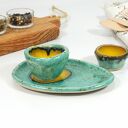 Jajecznik ceramiczny - zestaw z podstawką i miseczką na sól