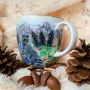 Ręcznie malowany kubek porcelanowy 480 ml - Dzikie marchewki i szop