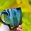 Kubek ceramiczny do espresso 220 ml | black-smaragd - rękodzieło Azul Horse