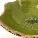 Organiczna misa ceramiczna z roślinami - turkusowe szkliwo i surowa forma
