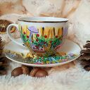 Komplet z leśnymi wiewiórkami 200 ml - ręcznie malowana porcelana