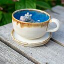 Ceramiczna filiżanka z figurką hipopotama - beżowy blues ok 300 ml - na prezent