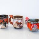 Duży kubek z grzybkami handmade Ognisty grzyb - ok. 450 ml