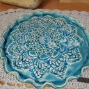 Turkusowa patera ceramiczna na ciasteczka - prezent dla babci