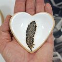 Ceramiczne serce na biżuterię - miseczka na pierścionki i drobiazgi (śnieg)