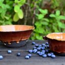 Dwie misy ceramiczne OGNISTA - brązowo-pomarańczowe, do serwowania