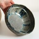 Ceramiczna misa szaro-niebieska - ręcznie lepiona, na owoce i orzechy