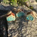 Mini domki ceramiczne 3 szt - ozdoby choinkowe handmade