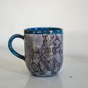 Kubek ceramiczny sgraffito Cowgirl Blue 420 ml z koniem - rękodzieło