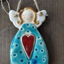 Anioł ceramiczny Wolna Chwila - zawieszka handmade ok. 12 cm
