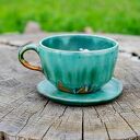 Ceramiczna filiżanka z hipopotamem w zieleni - ok. 400 ml, rękodzieło na prezent