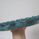Turkusowa patera ceramiczna z koronkowym wzorem