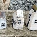 Trzy domki raku - ręcznie robiona dekoracja ceramiczna