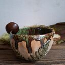 Kubek ceramiczny Leśny Dar z jaszczurką - handmade Smokfa