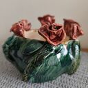 Donica ceramiczna z motywem kwiatów - handmade Wolna Chwila
