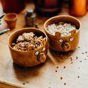 Brązowa miseczka ceramiczna z niedźwiedziem - polskie rękodzieło Lamabo Ceramics