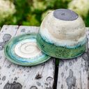 Filiżanka z koniem w zielono-beżowej ceramice, 350 ml