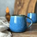 Zestaw dla dwojga - Kubek Beczułka ręcznie robiony niebieski 320 ml - Borówka
