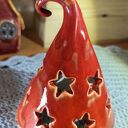 Ręcznie robiony krasnal ceramiczny - lampion bożonarodzeniowy ok. 14 cm 