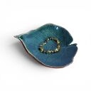 Ceramiczny liść - ręcznie robiona podstawka pod biżuterię