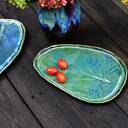 Zielony talerz ceramiczny w kształcie liścia - rękodzieło Azul Horse