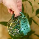 Kubek ceramiczny Grzyb - butelkowa zieleń i motyw natury