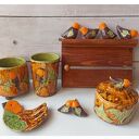 Miodowy zestaw łazienkowy z ptaszkami