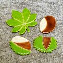 Kasztany i liść - ceramiczne magnesy na lodówkę