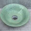 Zielona umywalka ceramiczna ręcznie robiona Ø30 cm