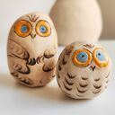 Ceramiczne sówki - ręcznie lepiona miniaturka z jasnej gliny