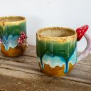 Duży kubek z muchomorem handmade Miodna łąka (ok 500 ml)